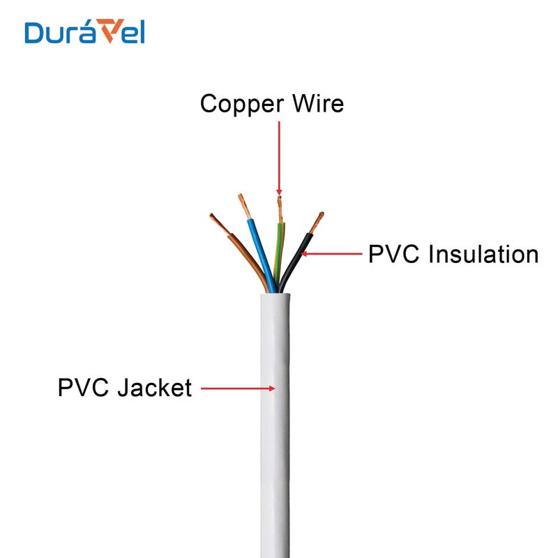 Duravel 4-Core Electrical Cable, White PVC Insulated Power Wire, Flexible Copper Conductors (4 CORE 5 METER, 6MM) - Image 2